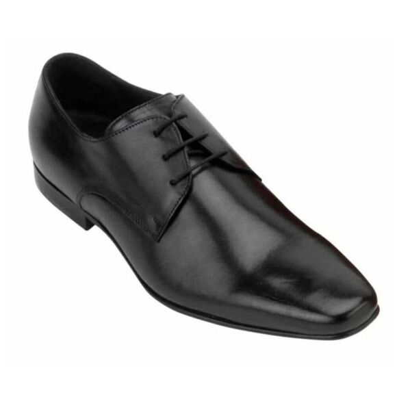 BETTACCINI Black Leather Plain Toe Oxford Size 45 - Picture 1 of 9